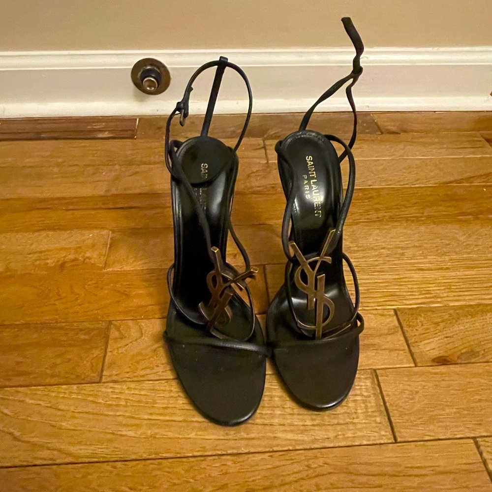 Saint Laurent Black Strappy Heels